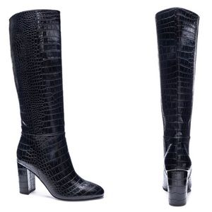 BLACK KNEE HIGH BOOTS CHINESE LAUNDRY KRAFTY SIZE 6 🐊 🖤